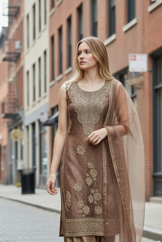 Champagne Gold color big flair sharara pant
