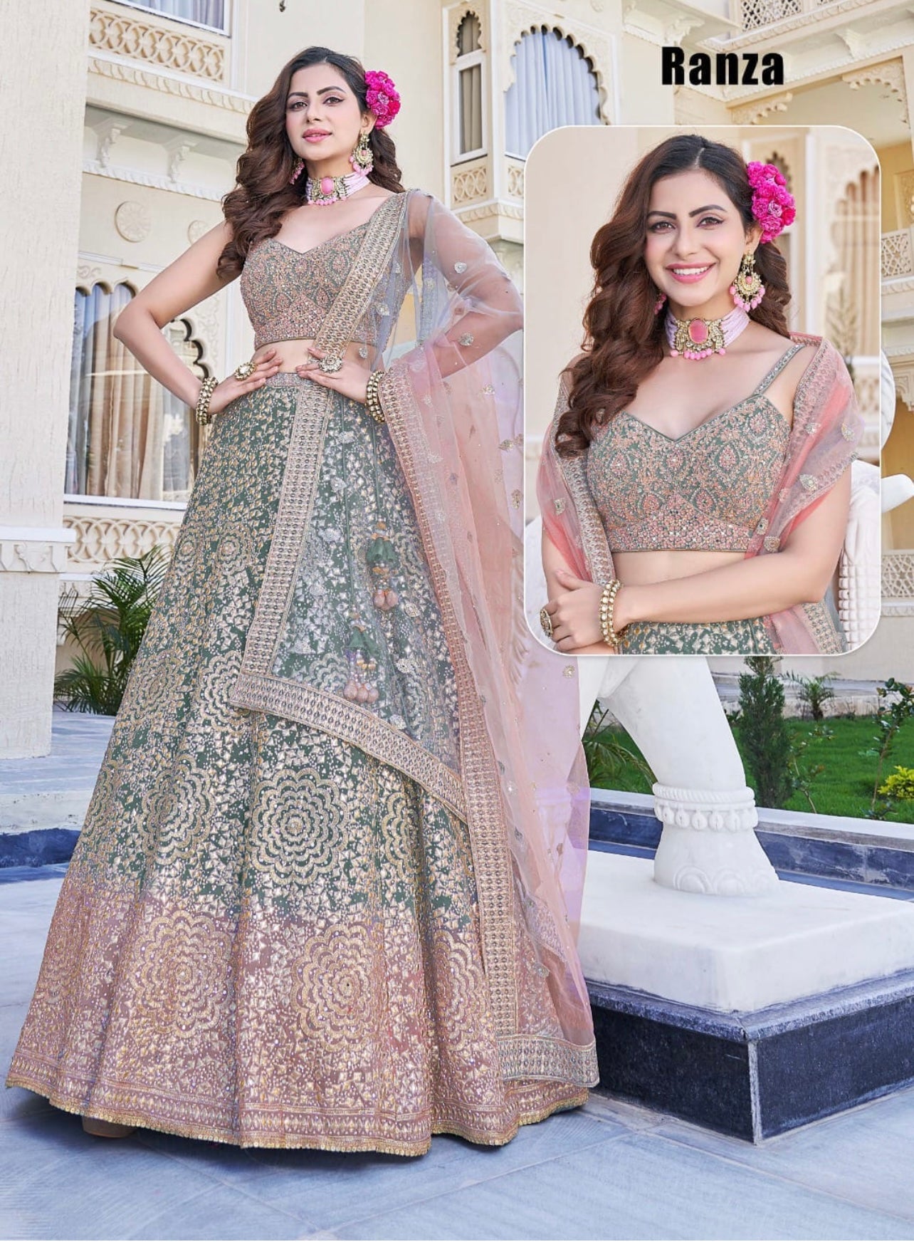 fully both side work embroidered & hand work Lehenga