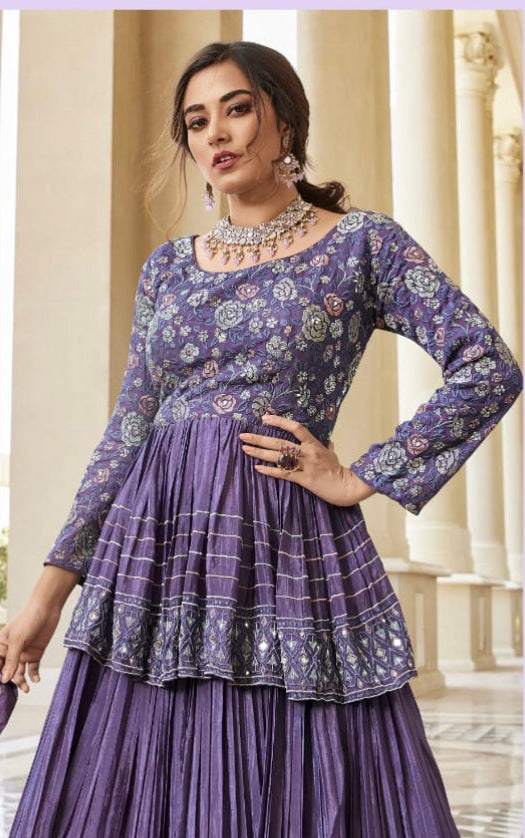 Purple Color fully both side work embroidered & hand work Lehenga