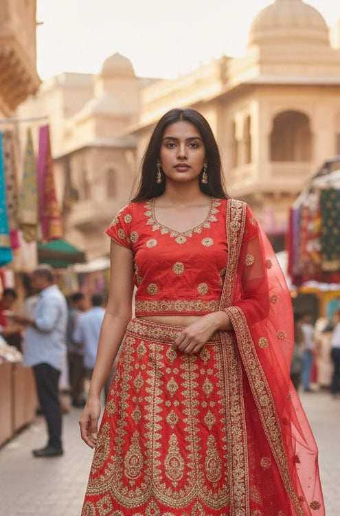 Beautiful bridal lehenga in pink color