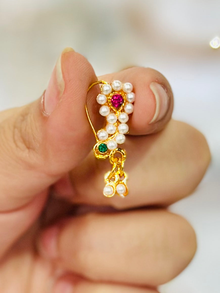 Restocked Nose Ring / marathi nose ring/ priyanka chopra Nath /CLIP ON Indian Nose Ring/ Indian Bridal Jewelry/ Nathini /bollywood nose ring