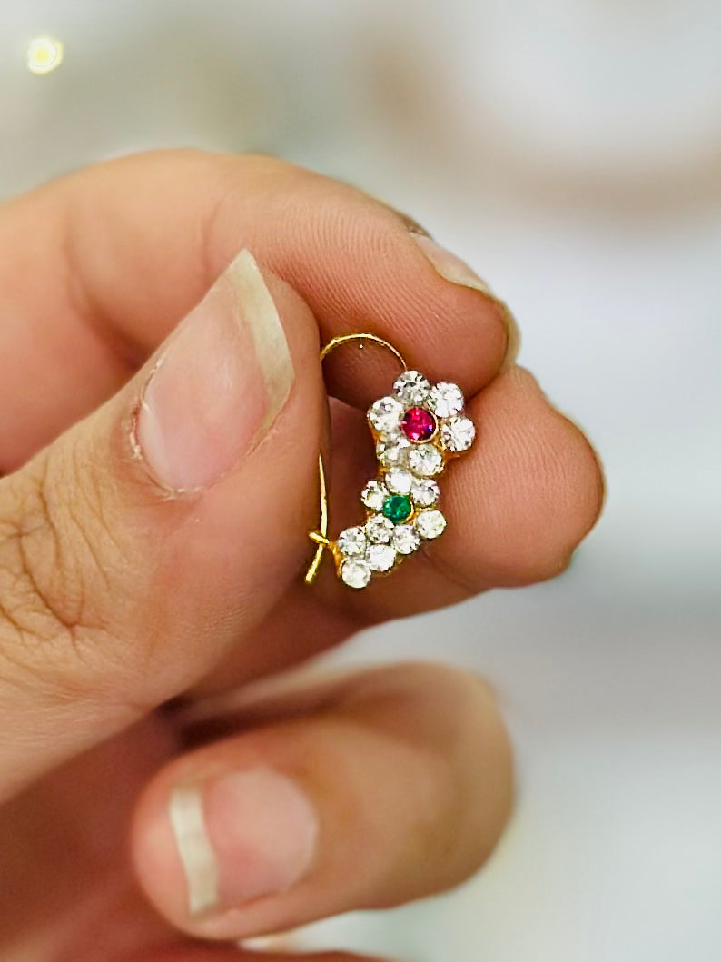 Restocked Nose Ring / marathi nose ring/ priyanka chopra Nath /CLIP ON Indian Nose Ring/ Indian Bridal Jewelry/ Nathini /bollywood nose ring