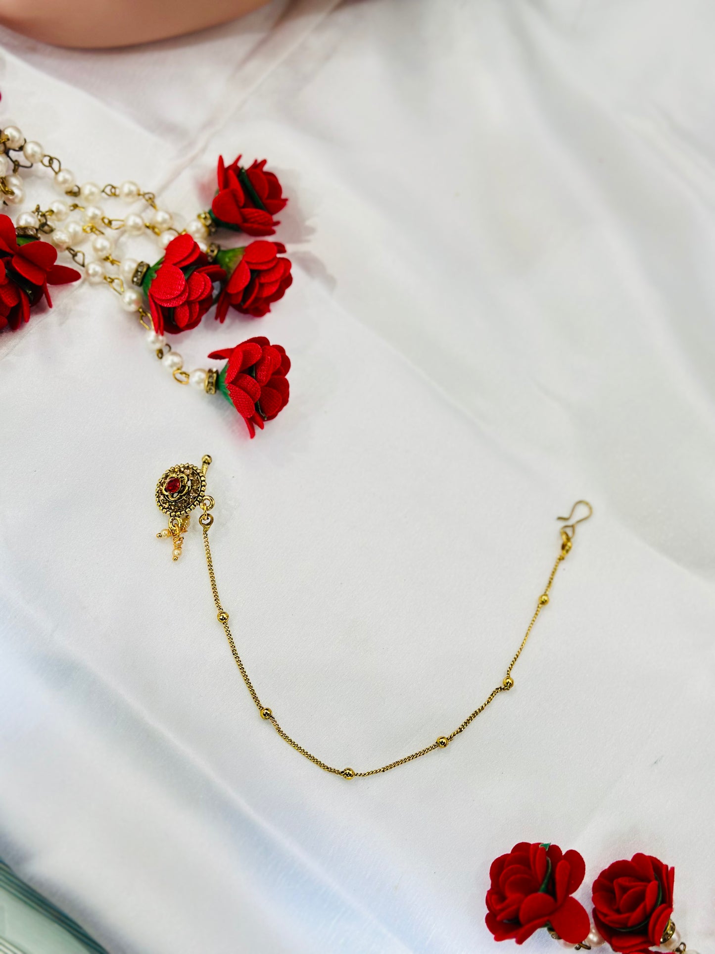 Gold Nose Ring, Indian Nath, Nose Stud, Clip On, Pressing Nose Ring, Pressing pattern