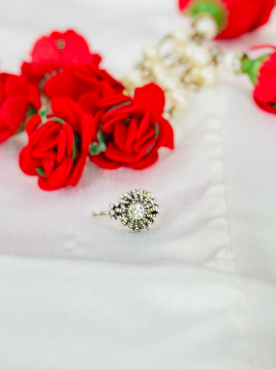 Oxidized Nose Ring, Indian Nath, Nose Stud, Clip On, Pressing Nose Ring, Pressing pattern