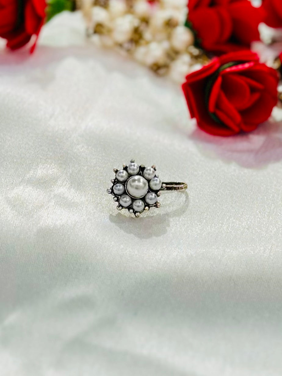 Oxidized Nose Ring, Indian Nath, Nose Stud, Clip On, Pressing Nose Ring, Pressing pattern