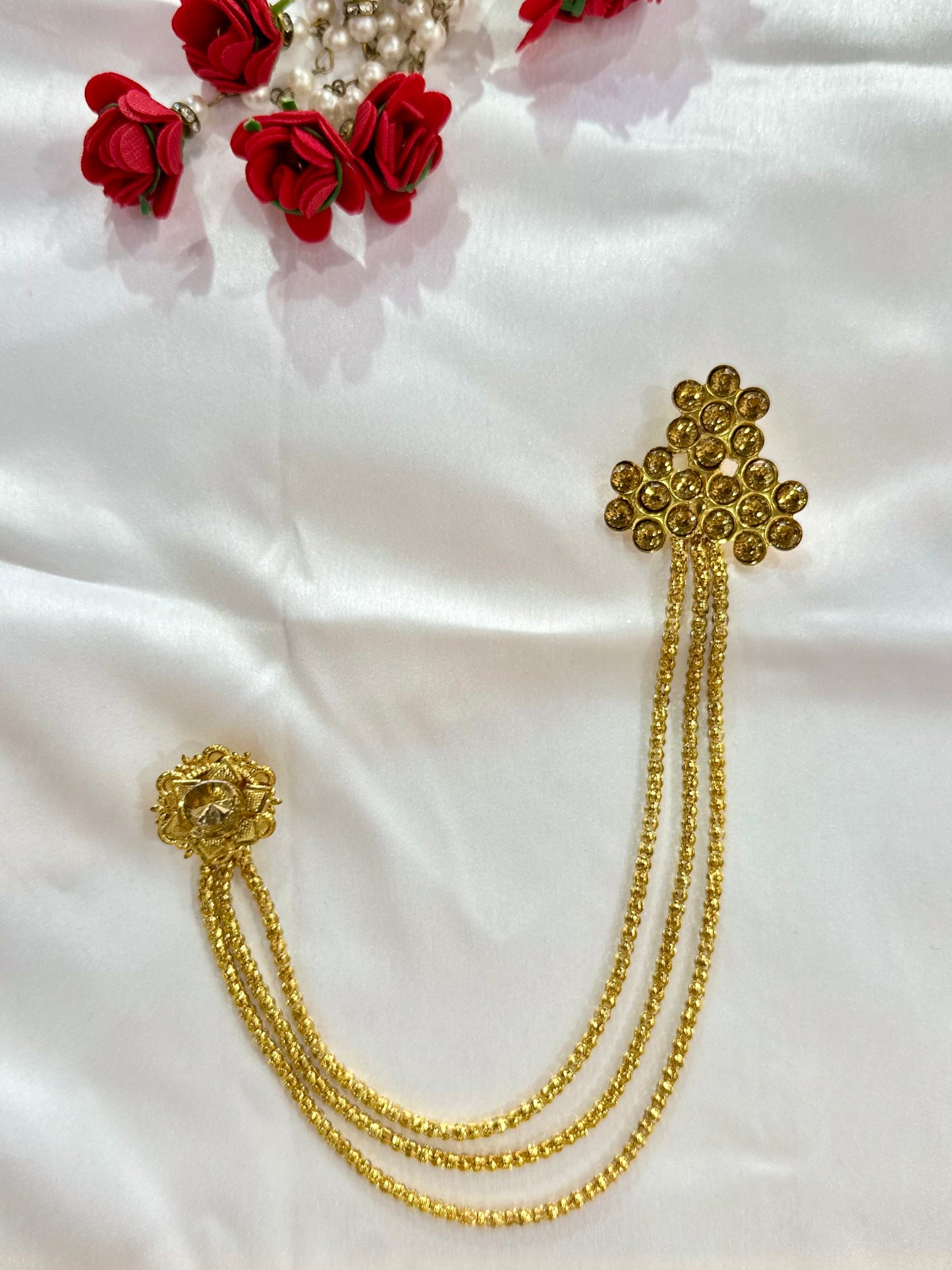 Indian Bollywood Maharaja Traditional Long Brooch Pin Badge for Achkan Sherwani Suit for Wedding Party for Groom Groomsman