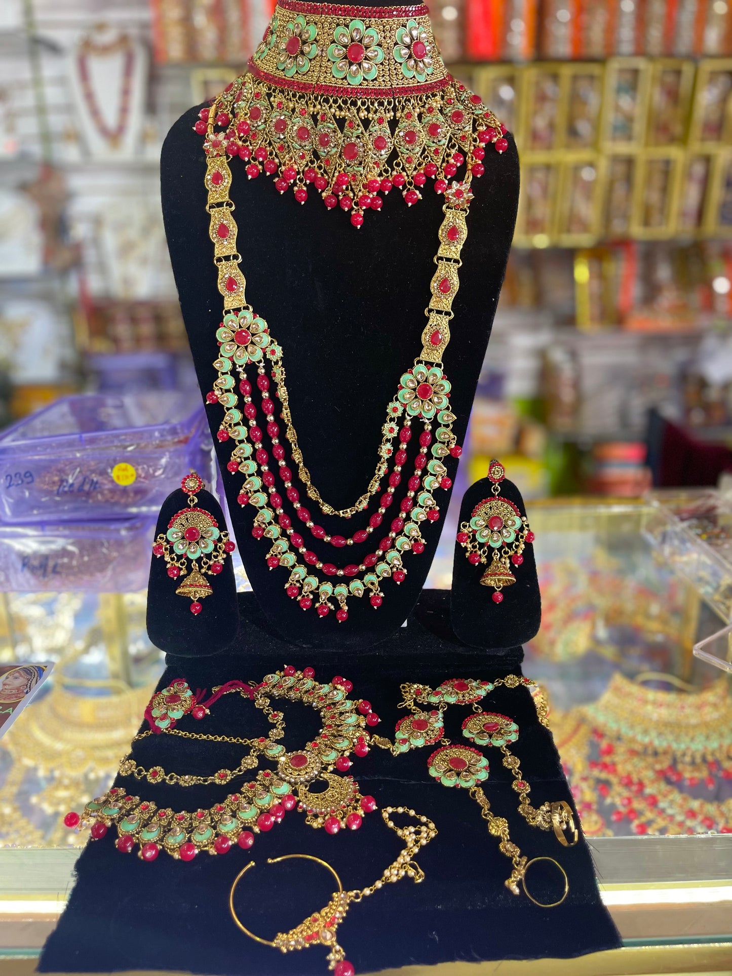 Heavy Stone Studded Bridal Jewelary Set