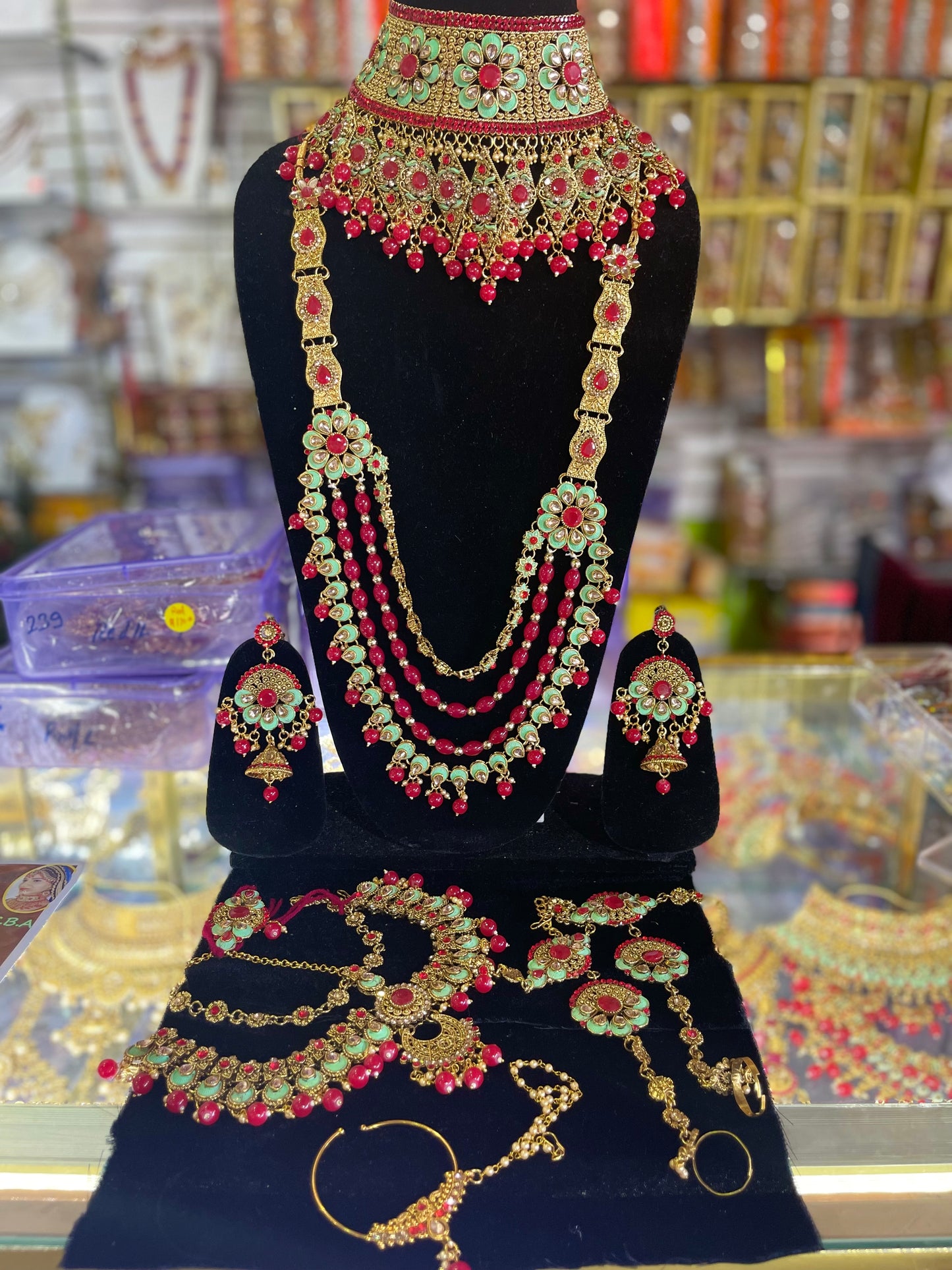 Heavy Stone Studded Bridal Jewelary Set
