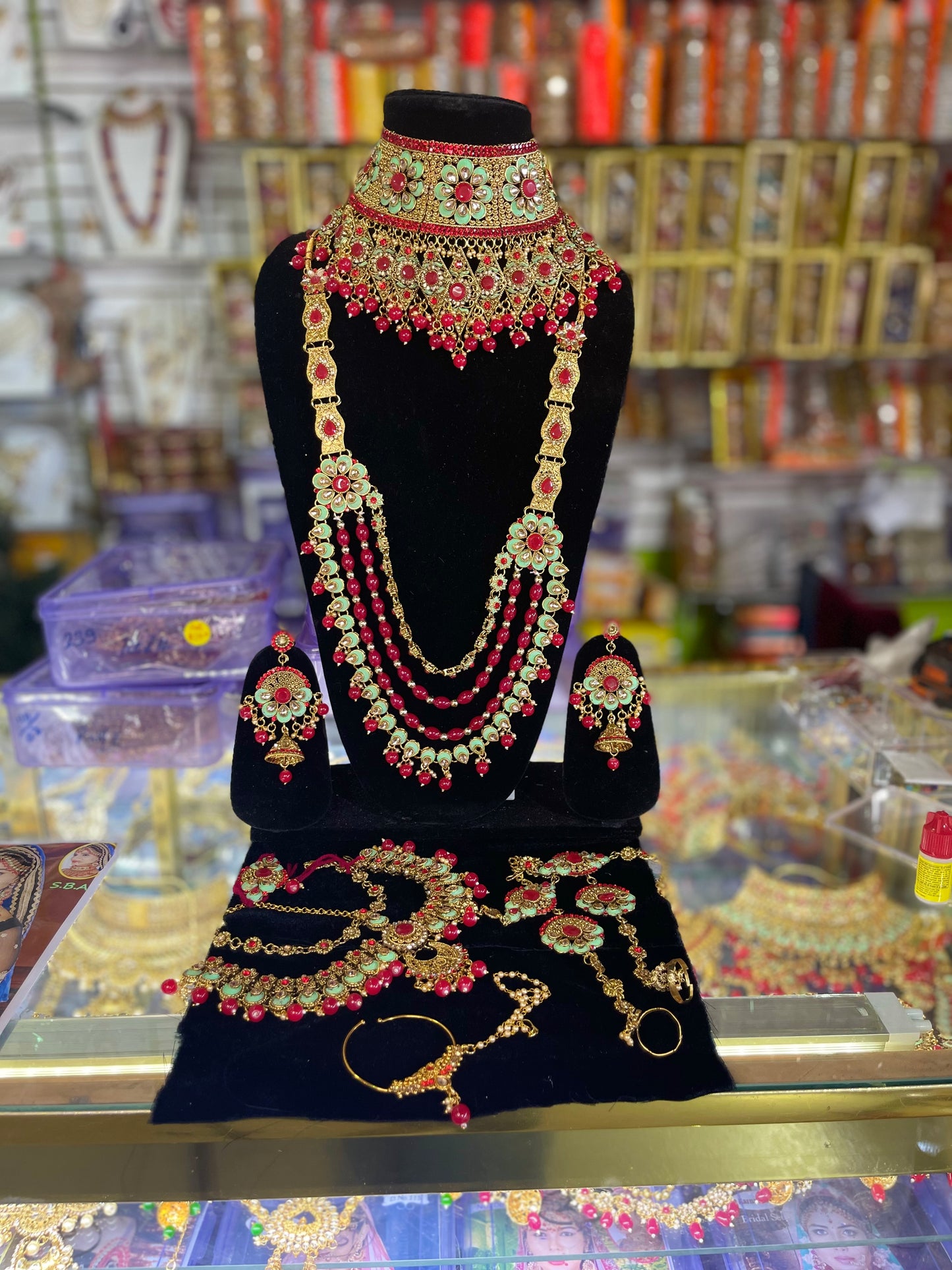 Heavy Stone Studded Bridal Jewelary Set