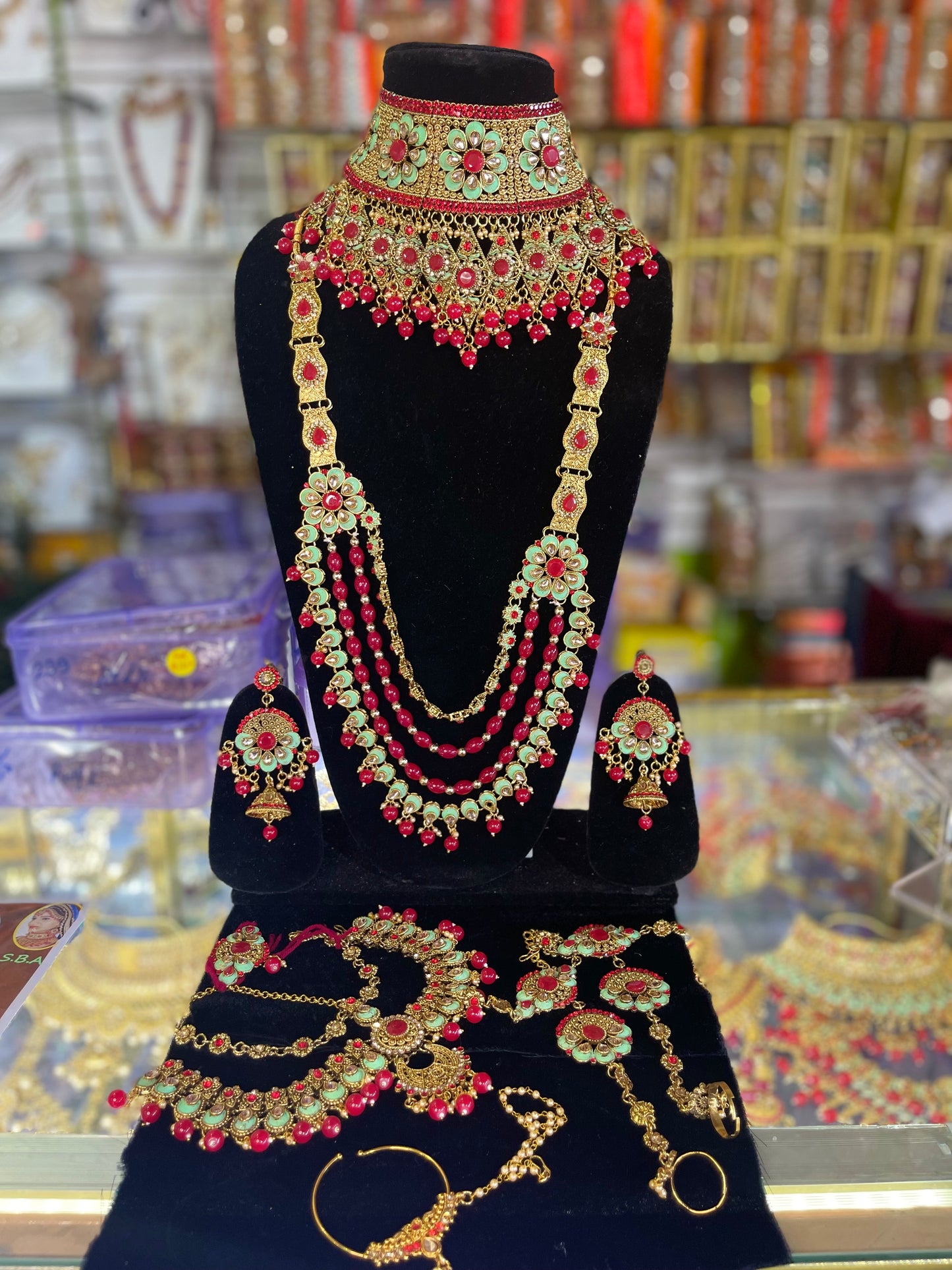 Heavy Stone Studded Bridal Jewelary Set