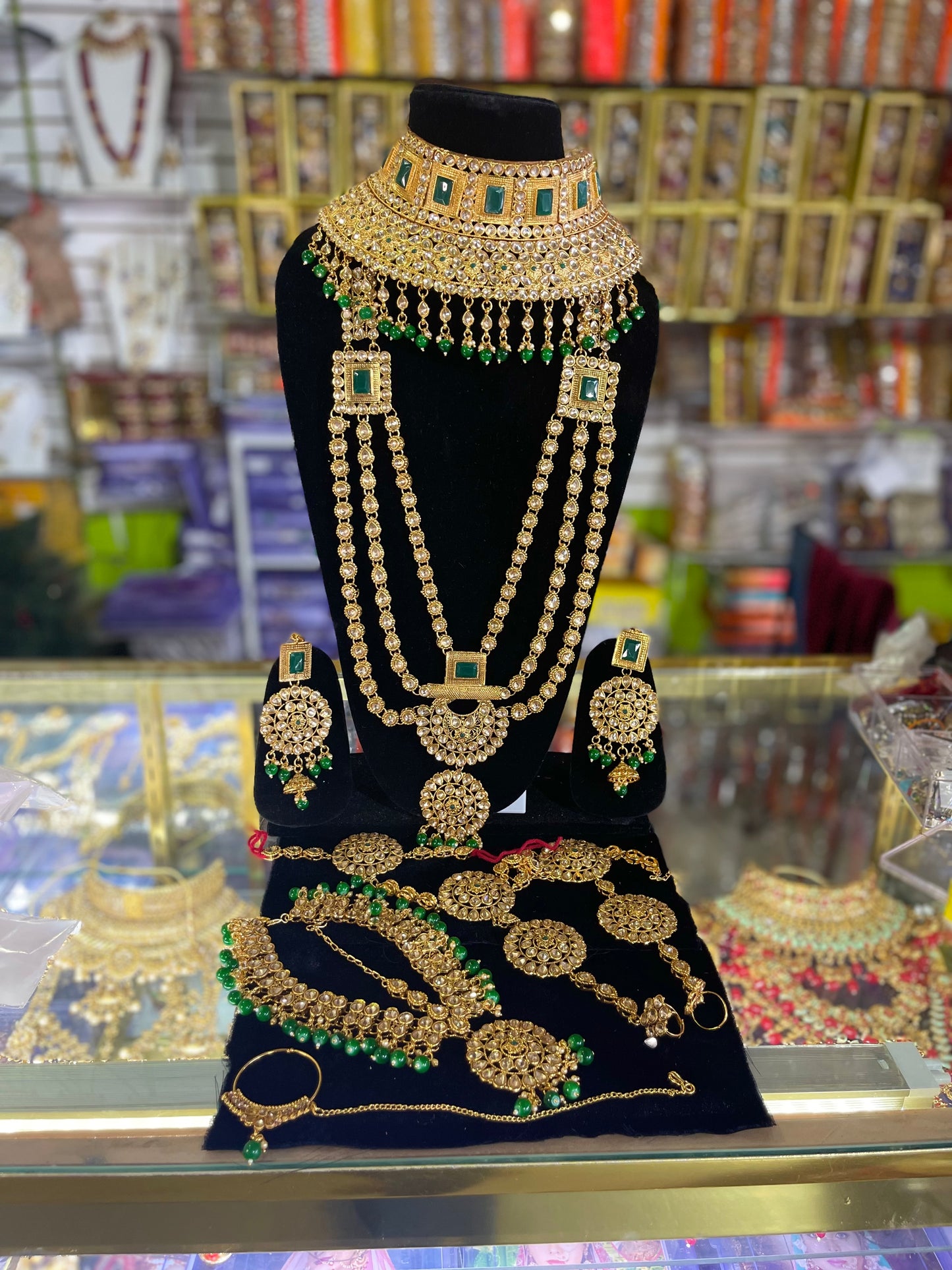 Heavy Stone Studded Bridal Jewelary Set