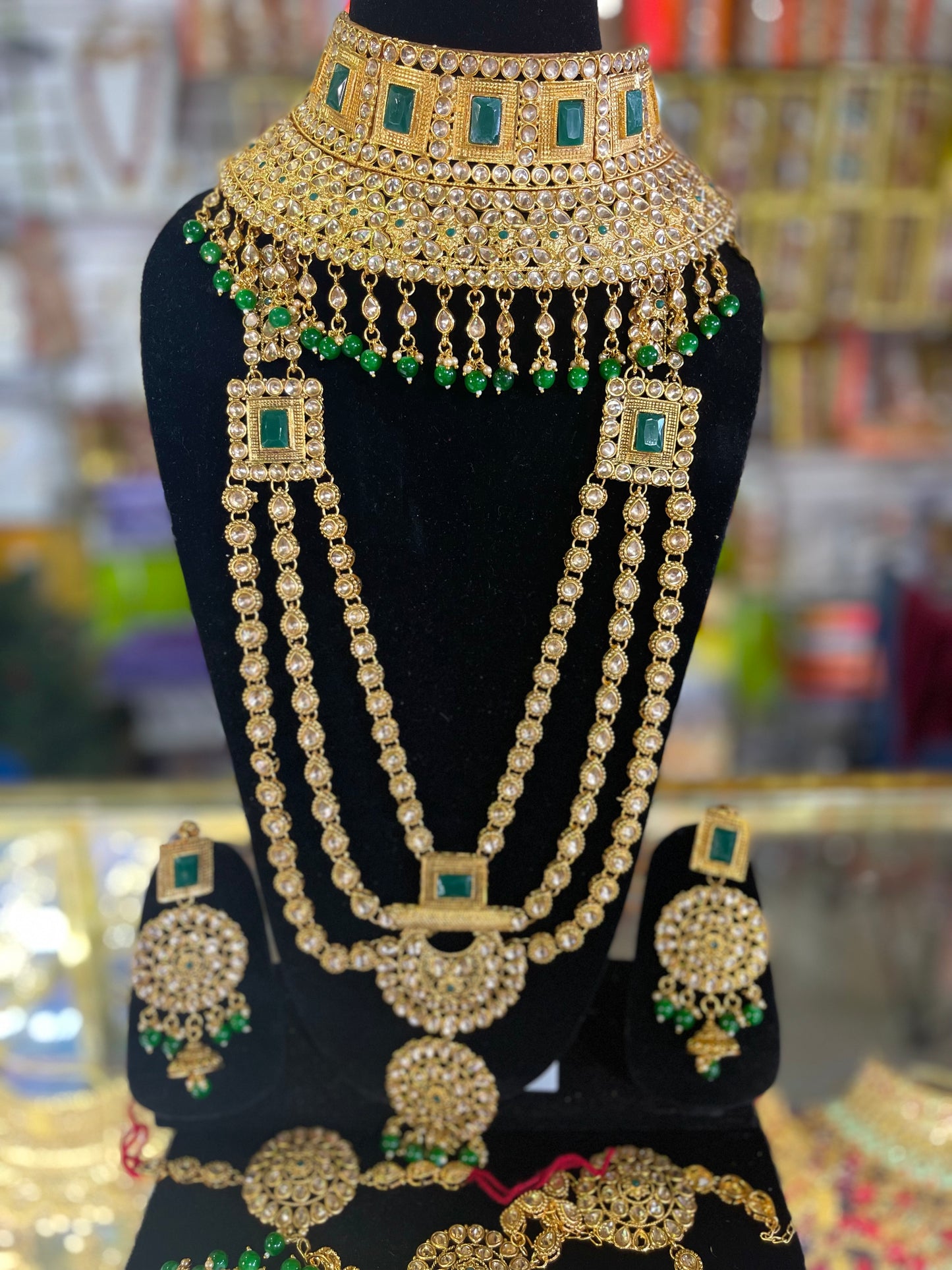 Heavy Stone Studded Bridal Jewelary Set