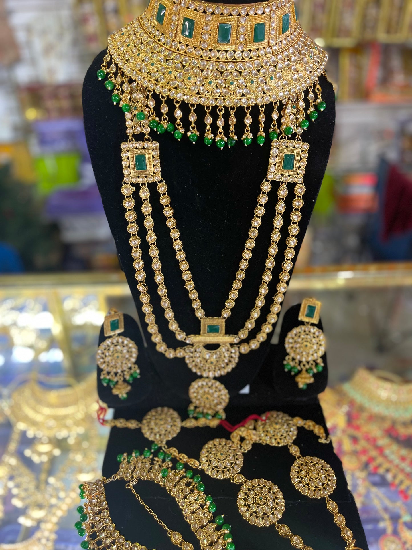 Heavy Stone Studded Bridal Jewelary Set