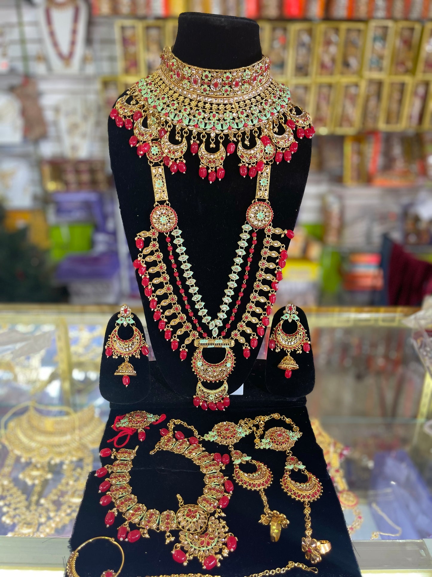 Heavy Stone Studded Bridal Jewelary Set