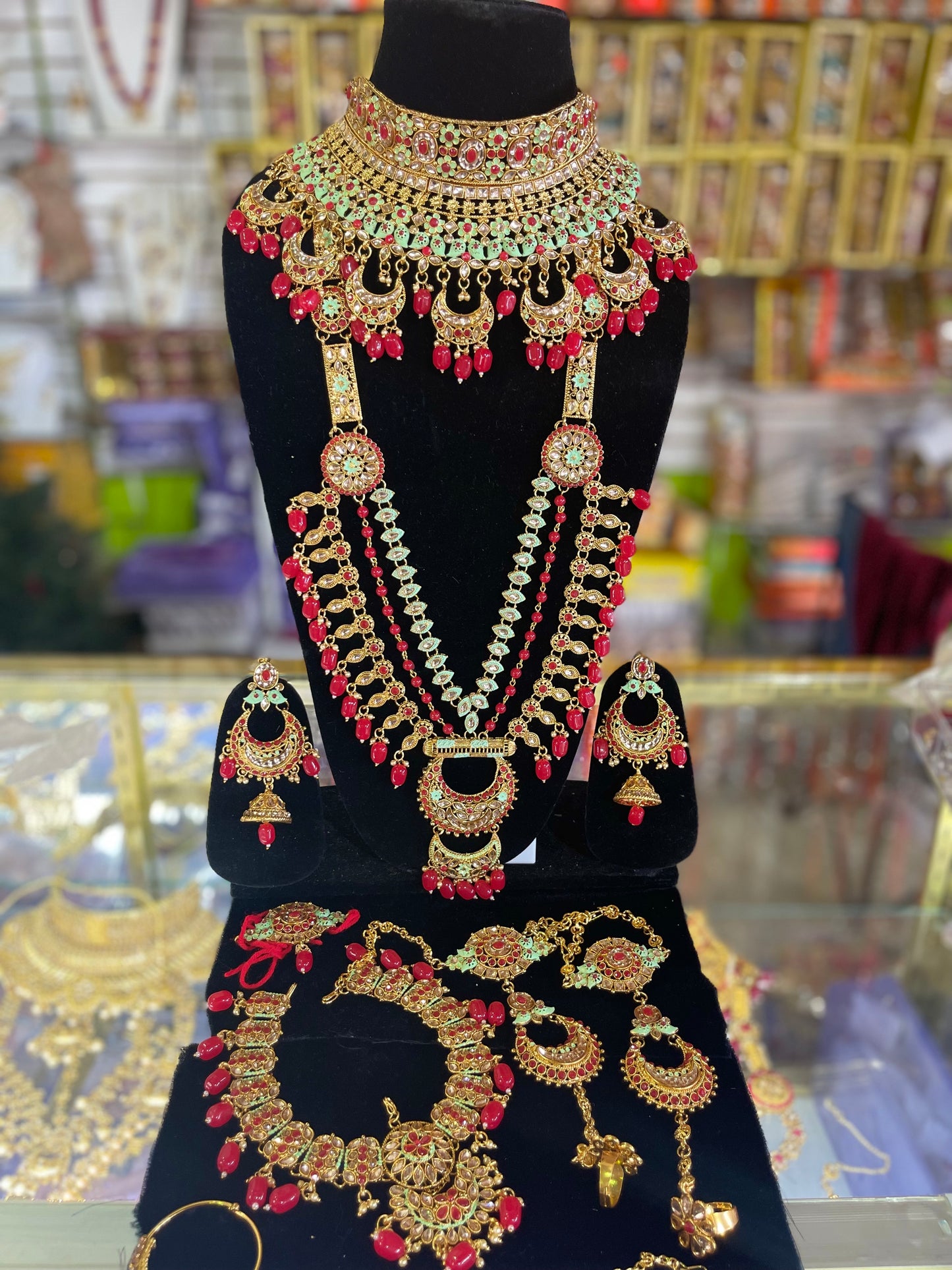 Heavy Stone Studded Bridal Jewelary Set