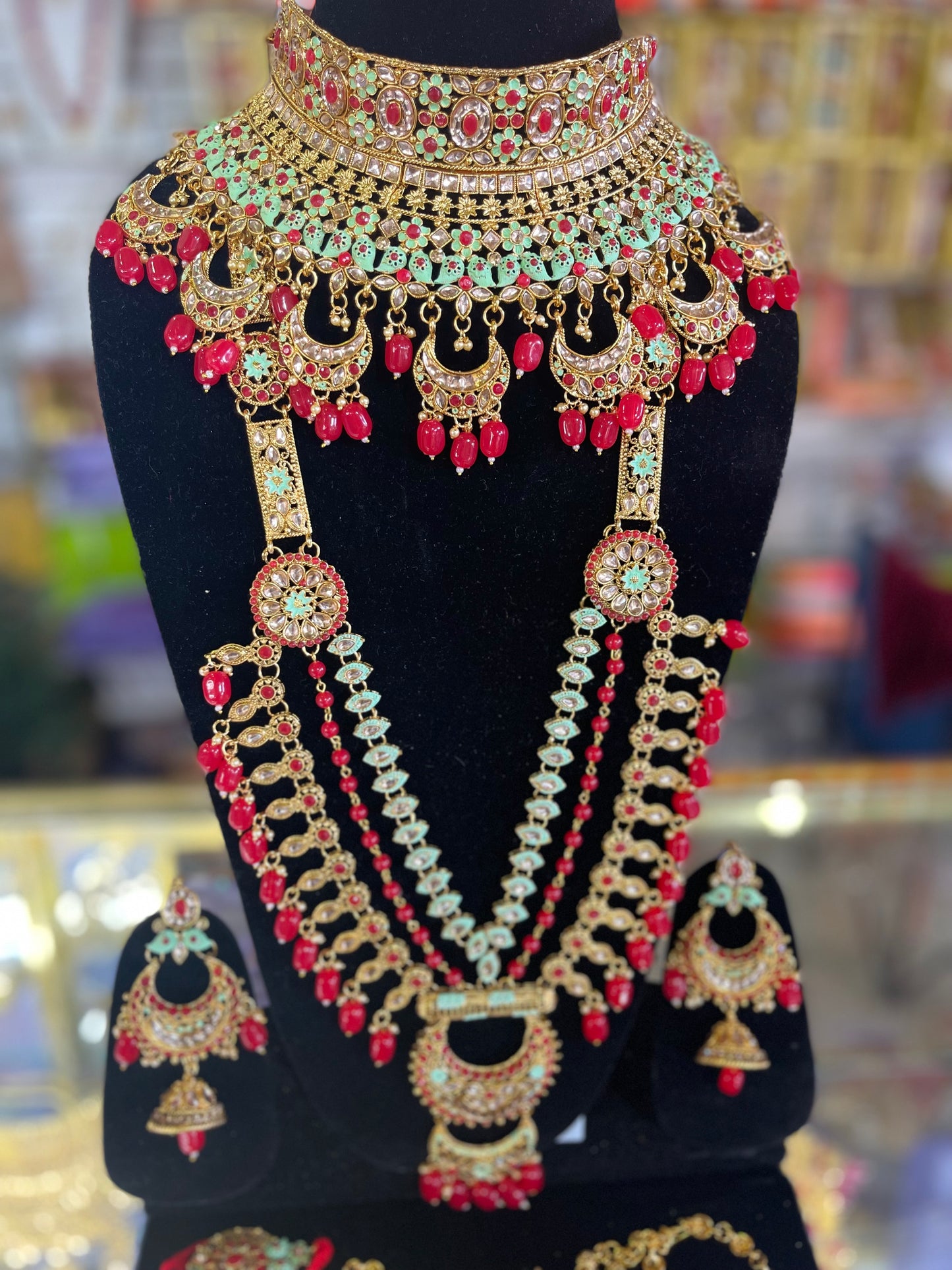 Heavy Stone Studded Bridal Jewelary Set