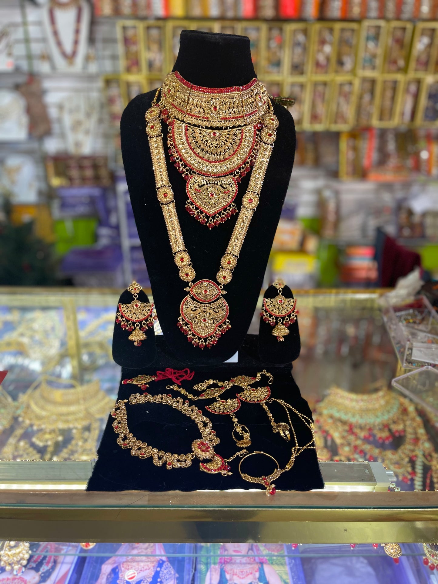 Heavy Stone Studded Bridal Jewelary Set