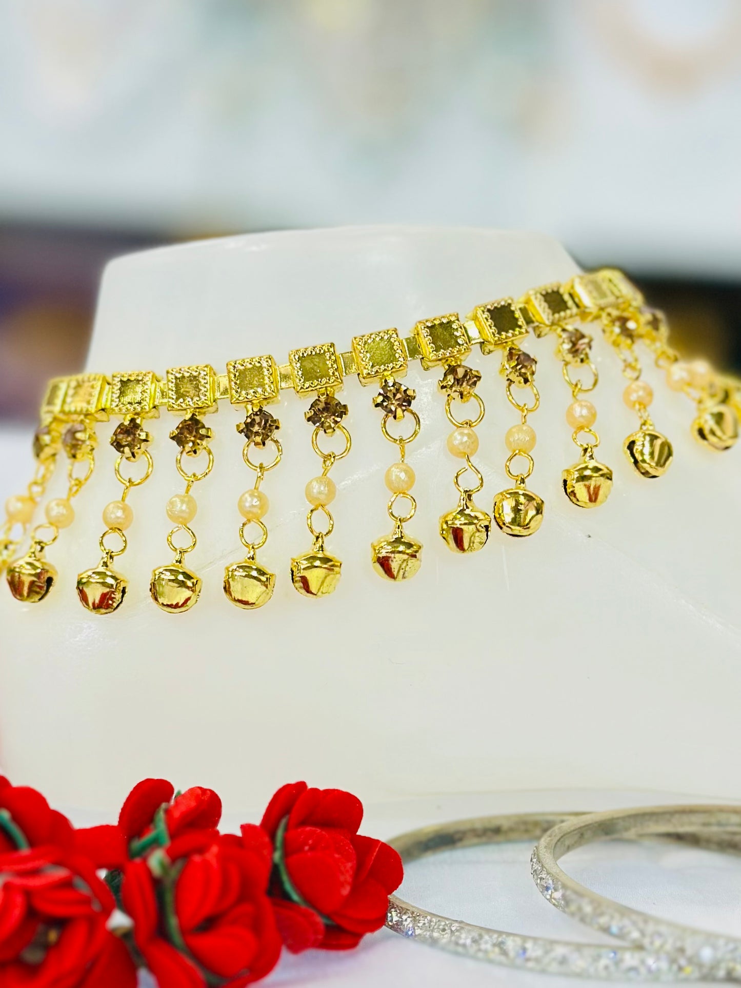Gold base Stone Anklets