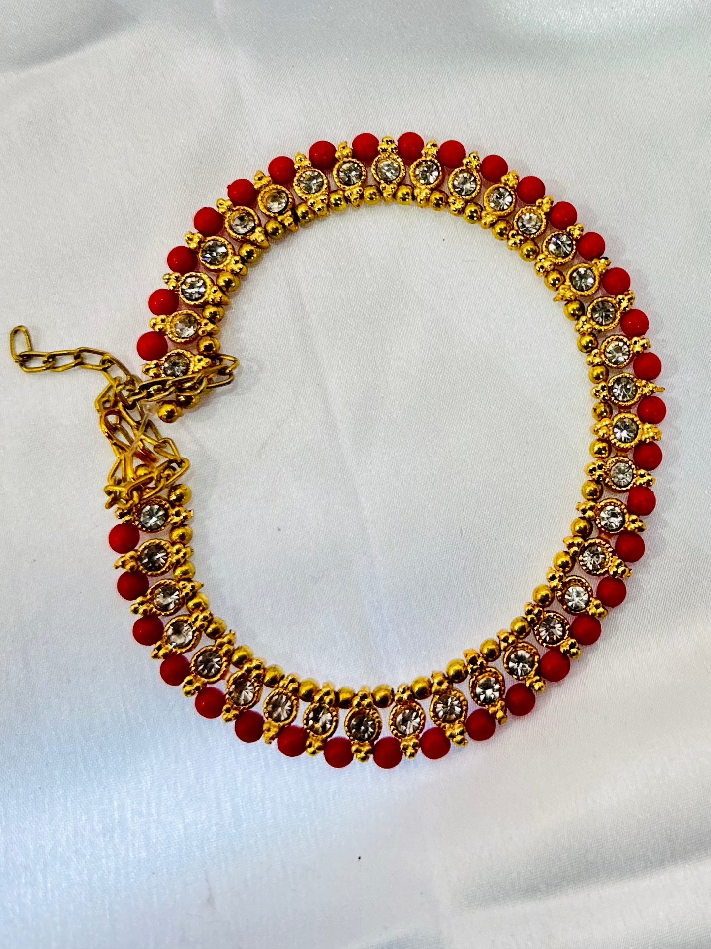 Gold& red Stone Anklets