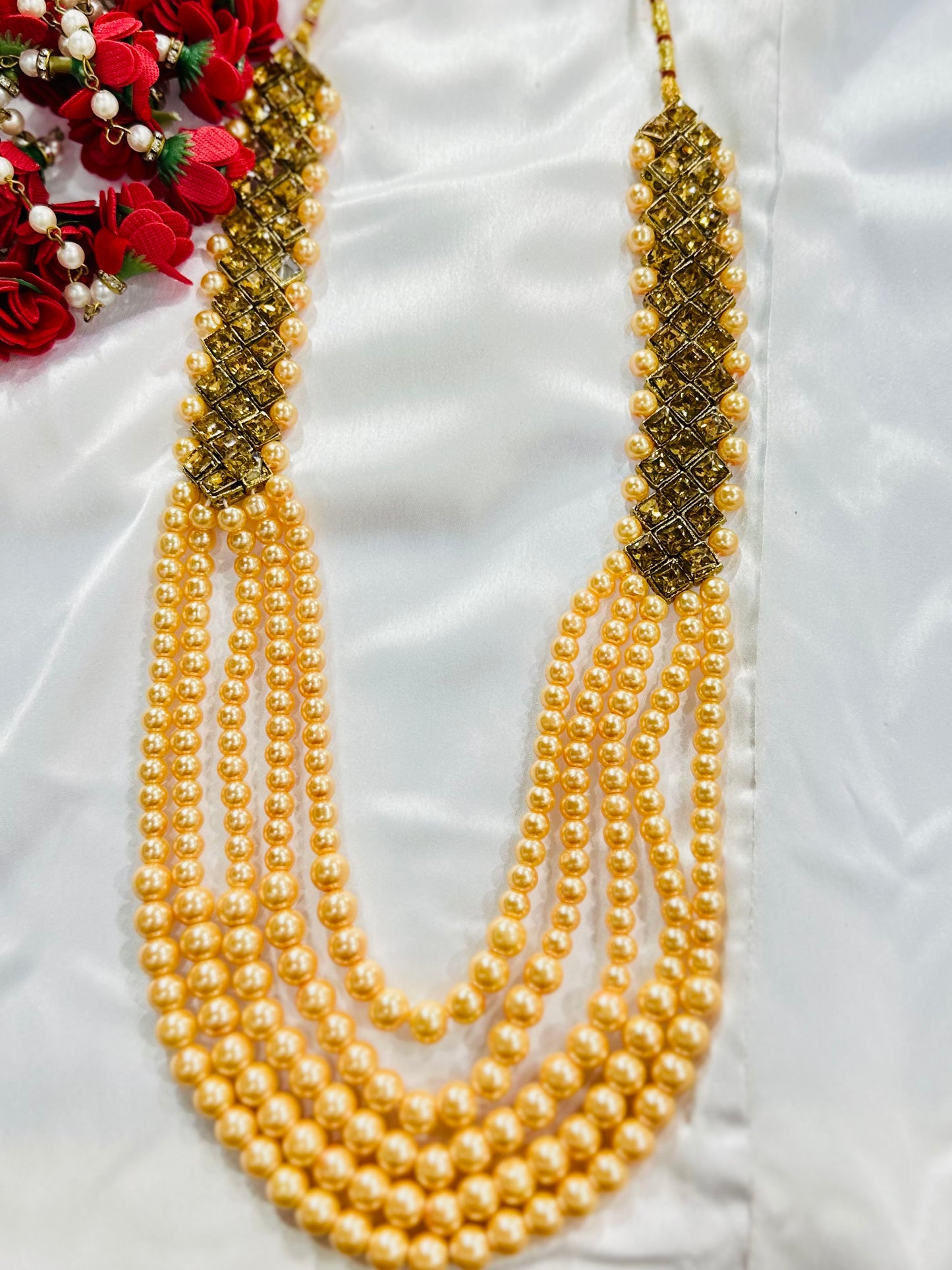 Gold Plated Indian Wedding Bollywood Dulha Moti Mala /Maharaja Haar/ Groom Necklace /Groom mens Necklace