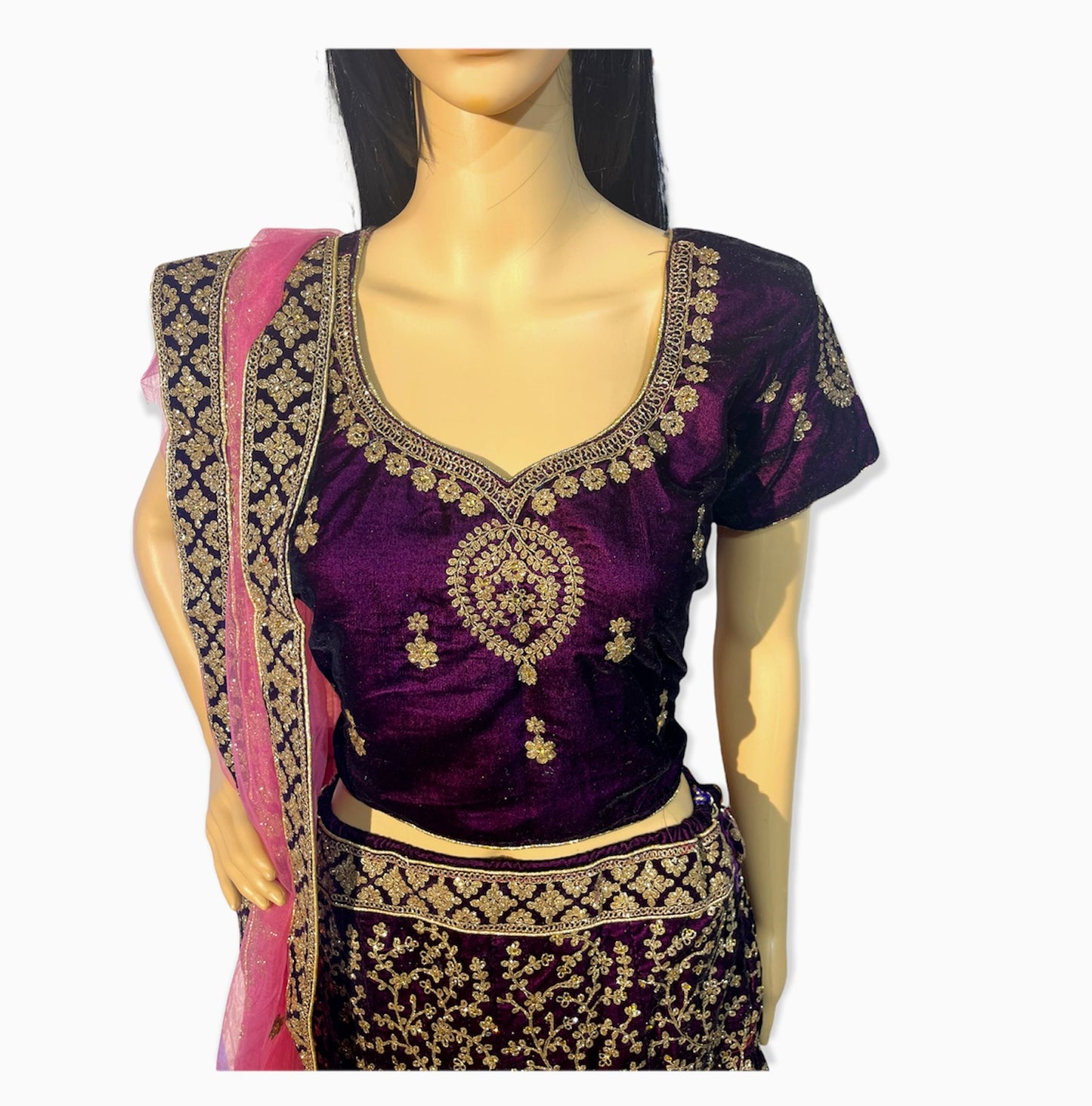 Velvet Purple Color Lehenga