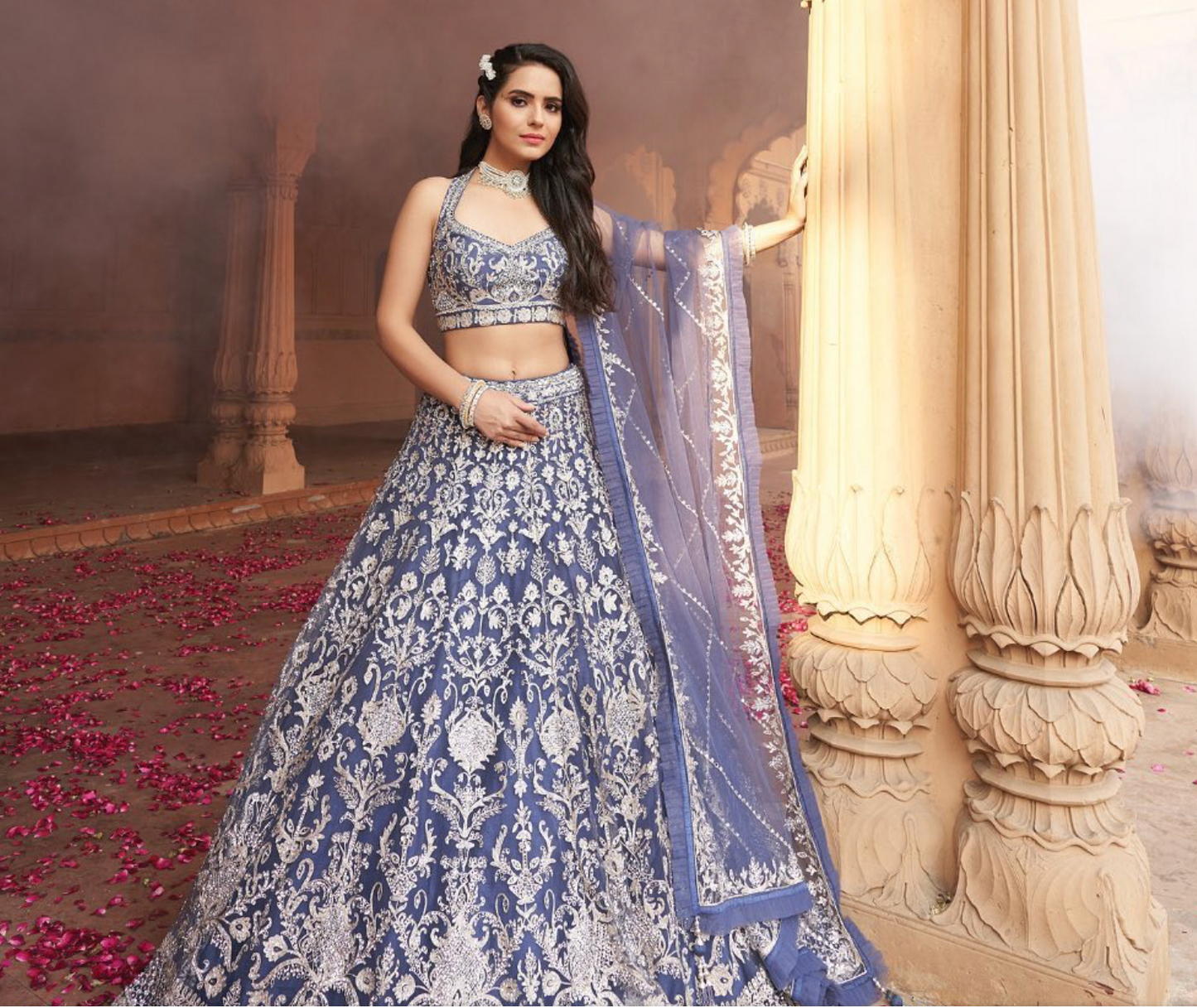 Purple color fully both side work embroidered & hand work Lehenga