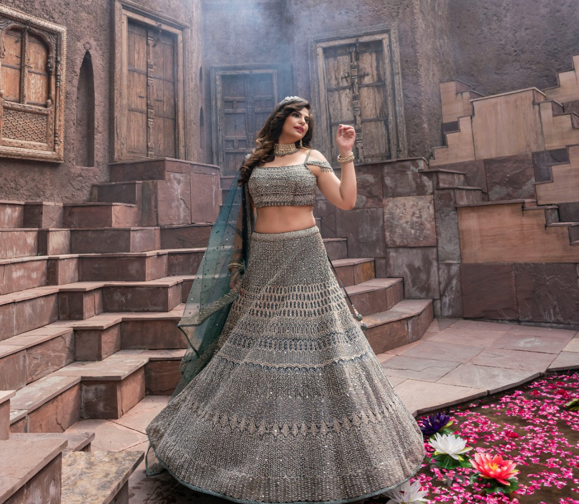Heavy fully both side work embroidered & hand work Lehenga