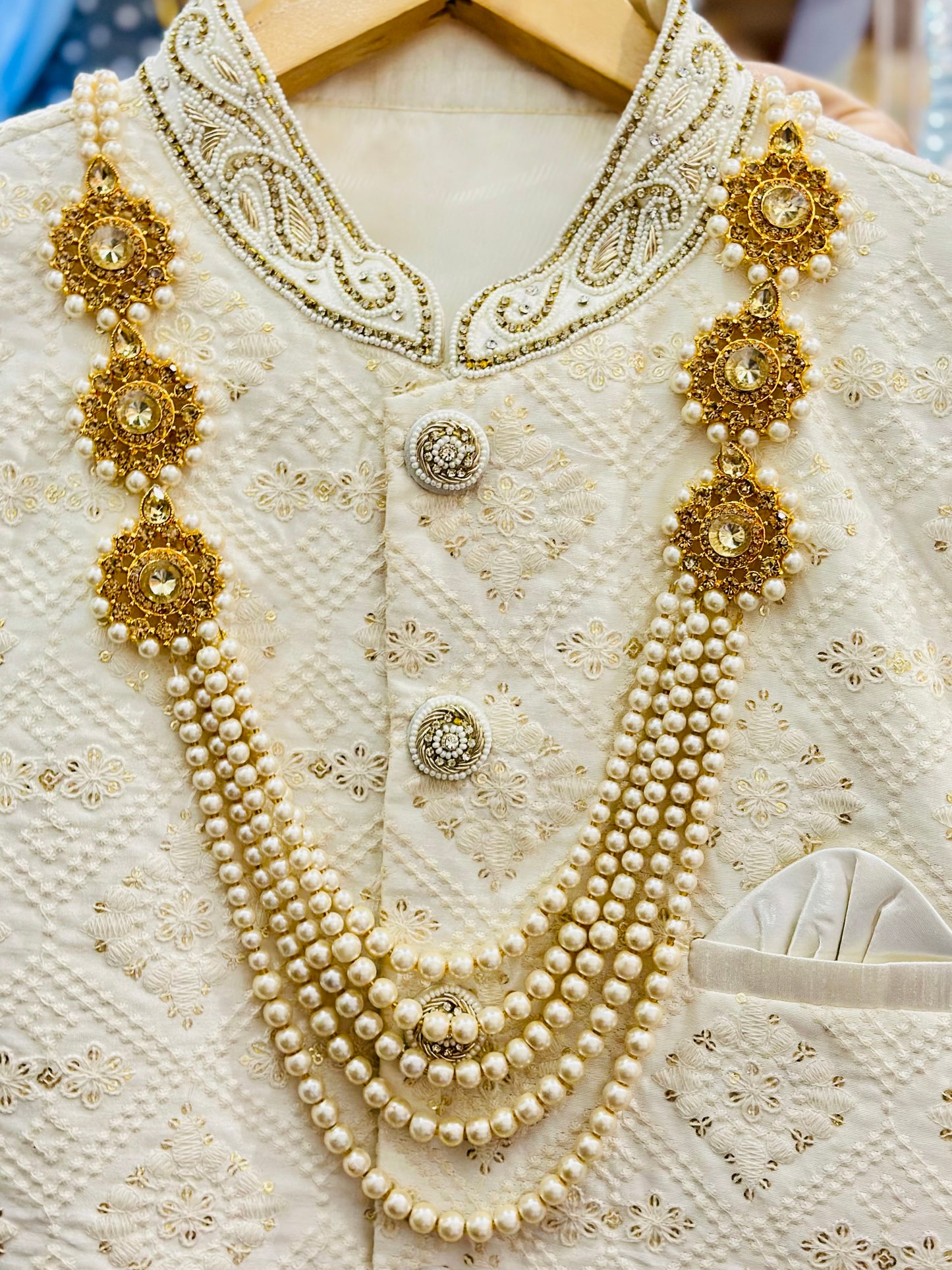 Gold Plated Indian Wedding Bollywood Dulha Moti Mala /Maharaja Haar/ Groom Necklace /Groom mens Necklace