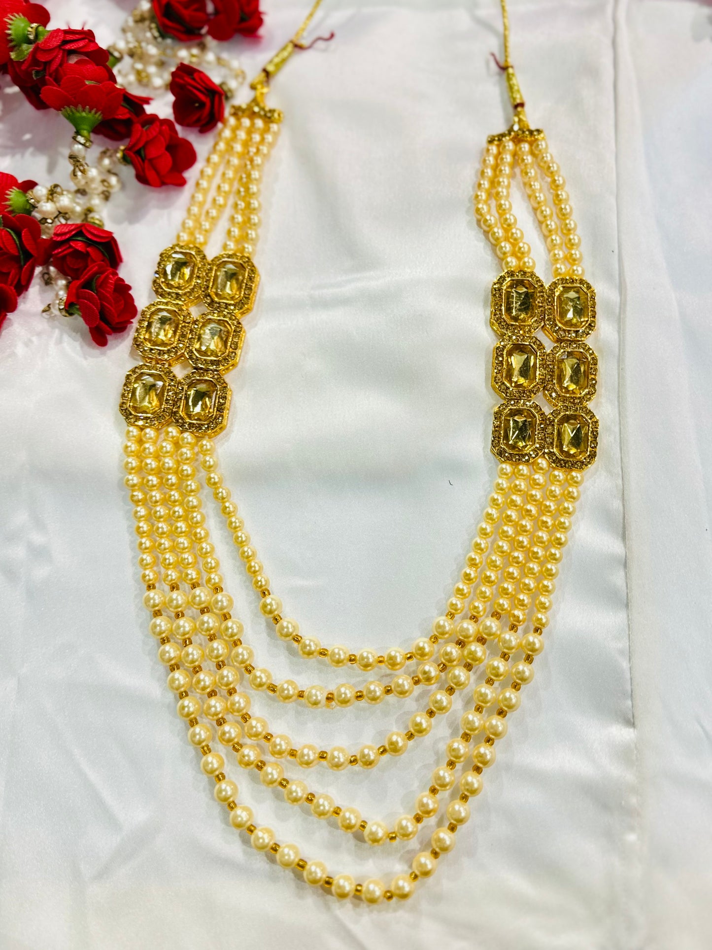 Gold Plated Indian Wedding Bollywood Dulha Moti Mala /Maharaja Haar/ Groom Necklace /Groom mens Necklace