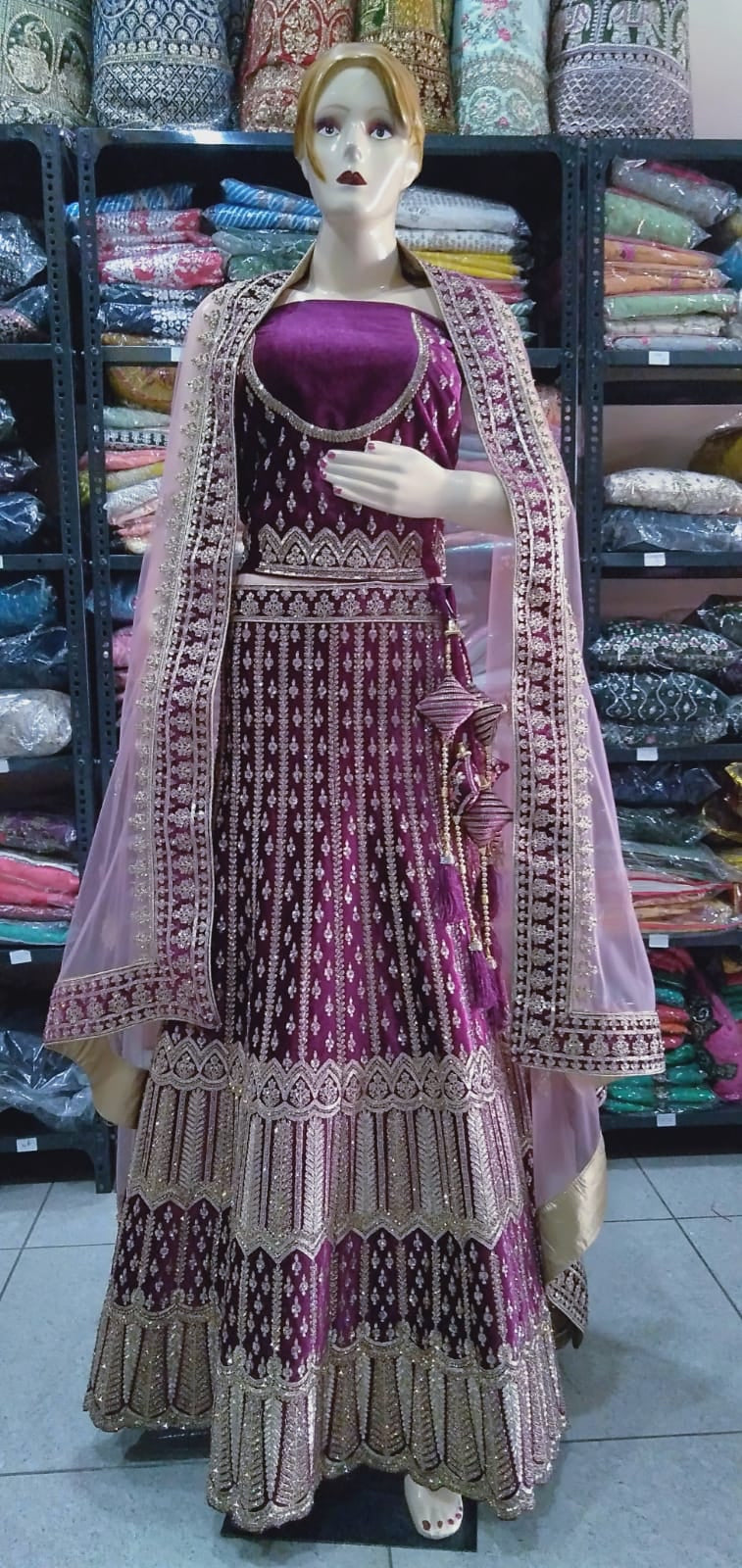 Purple handwork lehenga