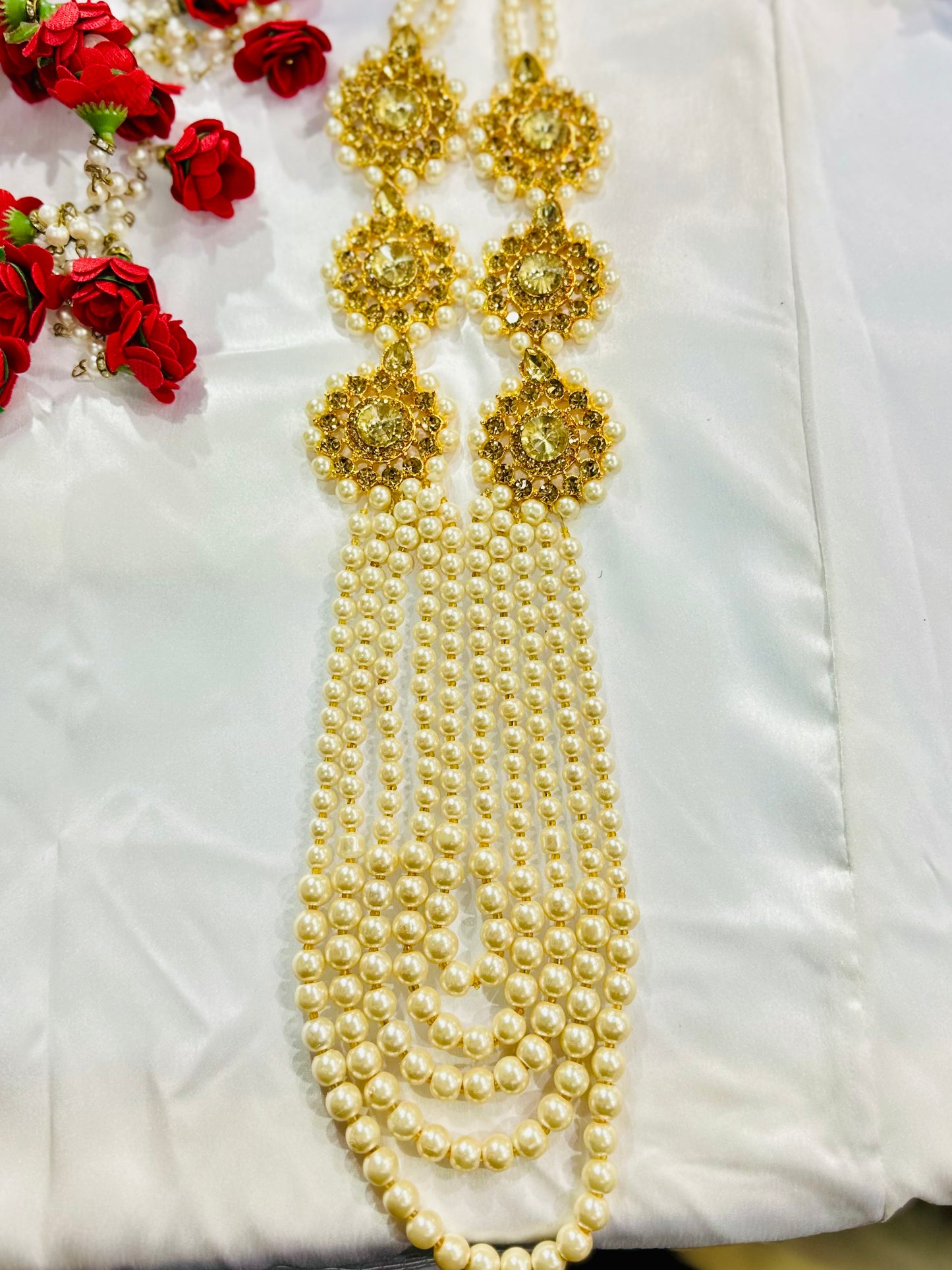 Gold Plated Indian Wedding Bollywood Dulha Moti Mala /Maharaja Haar/ Groom Necklace /Groom mens Necklace