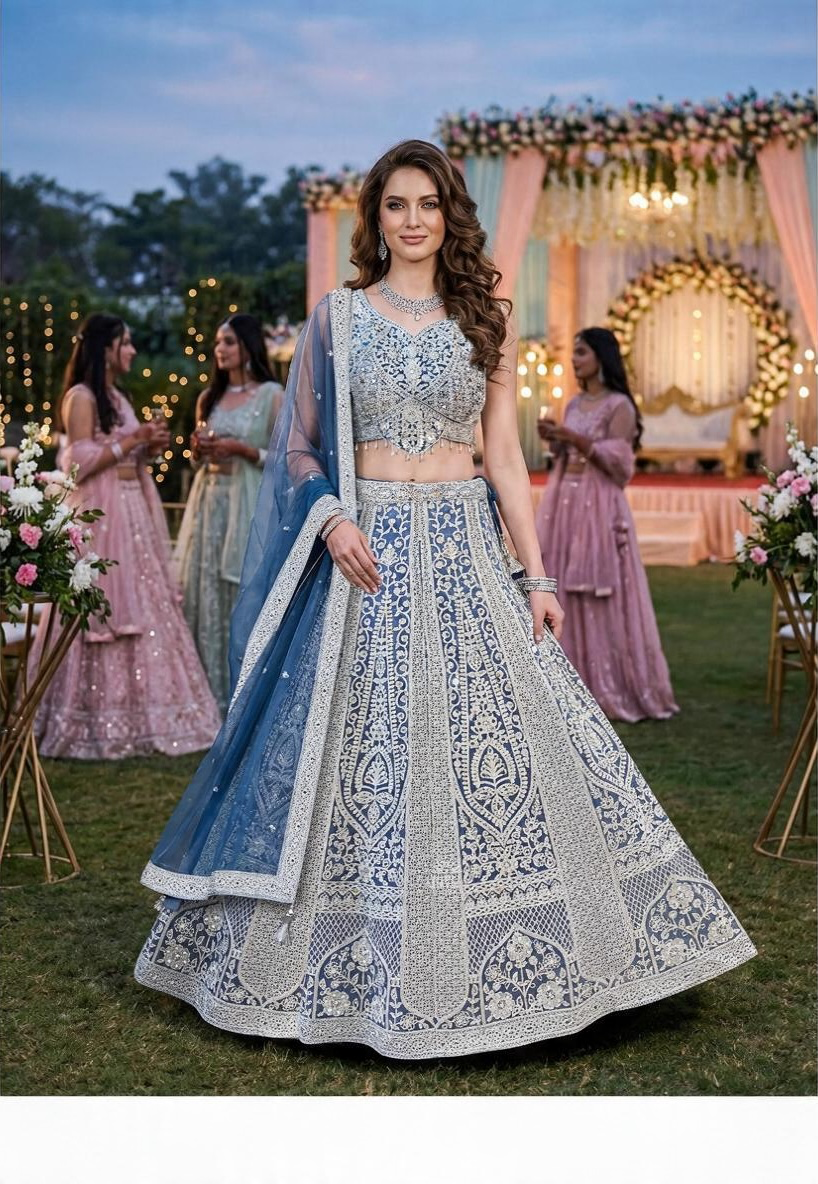 Blue color lehenga