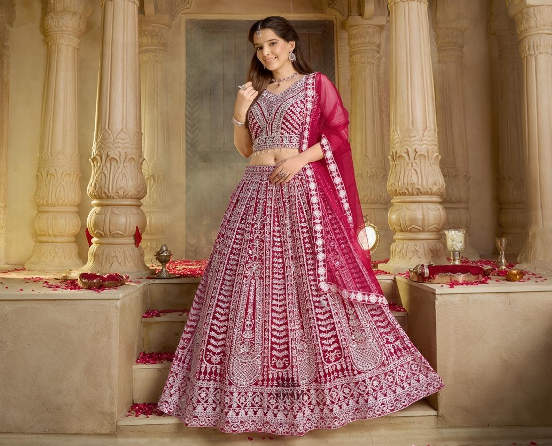 Magenta Pink Lehenga with original mirror work