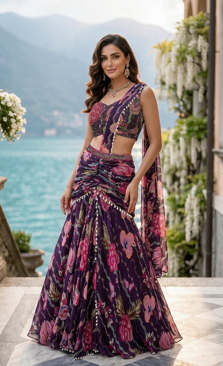 Purple color Bollywood designer replica lehenga