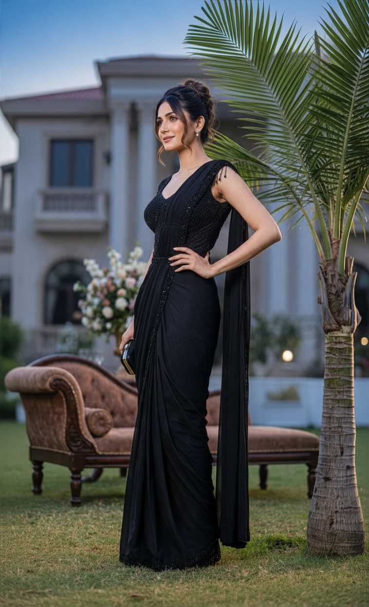 Black color Saree- Ready to Wear