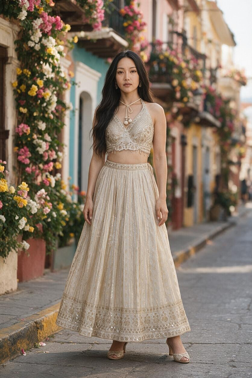 Gold color lehenga