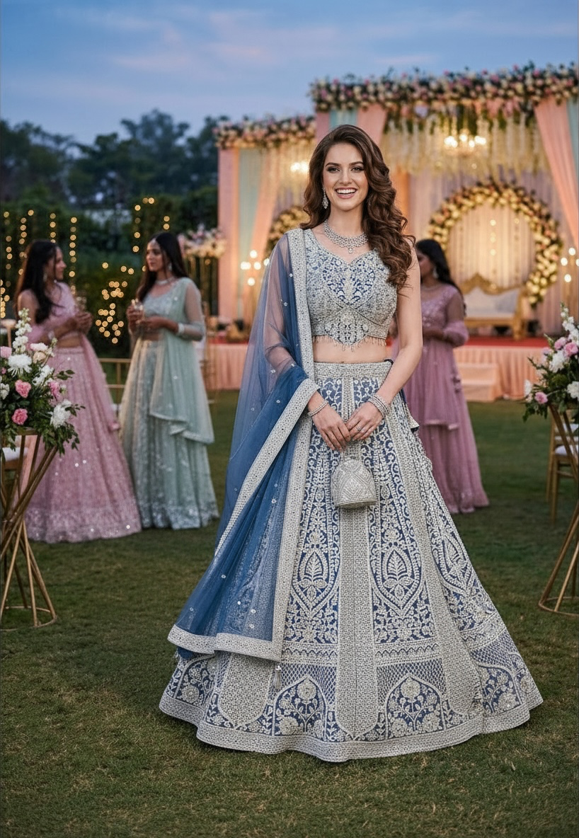 Blue color lehenga