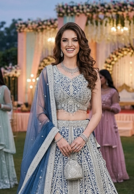 Blue color lehenga