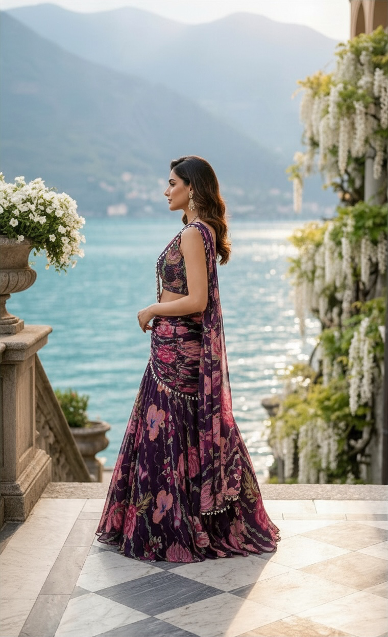 Purple color Bollywood designer replica lehenga