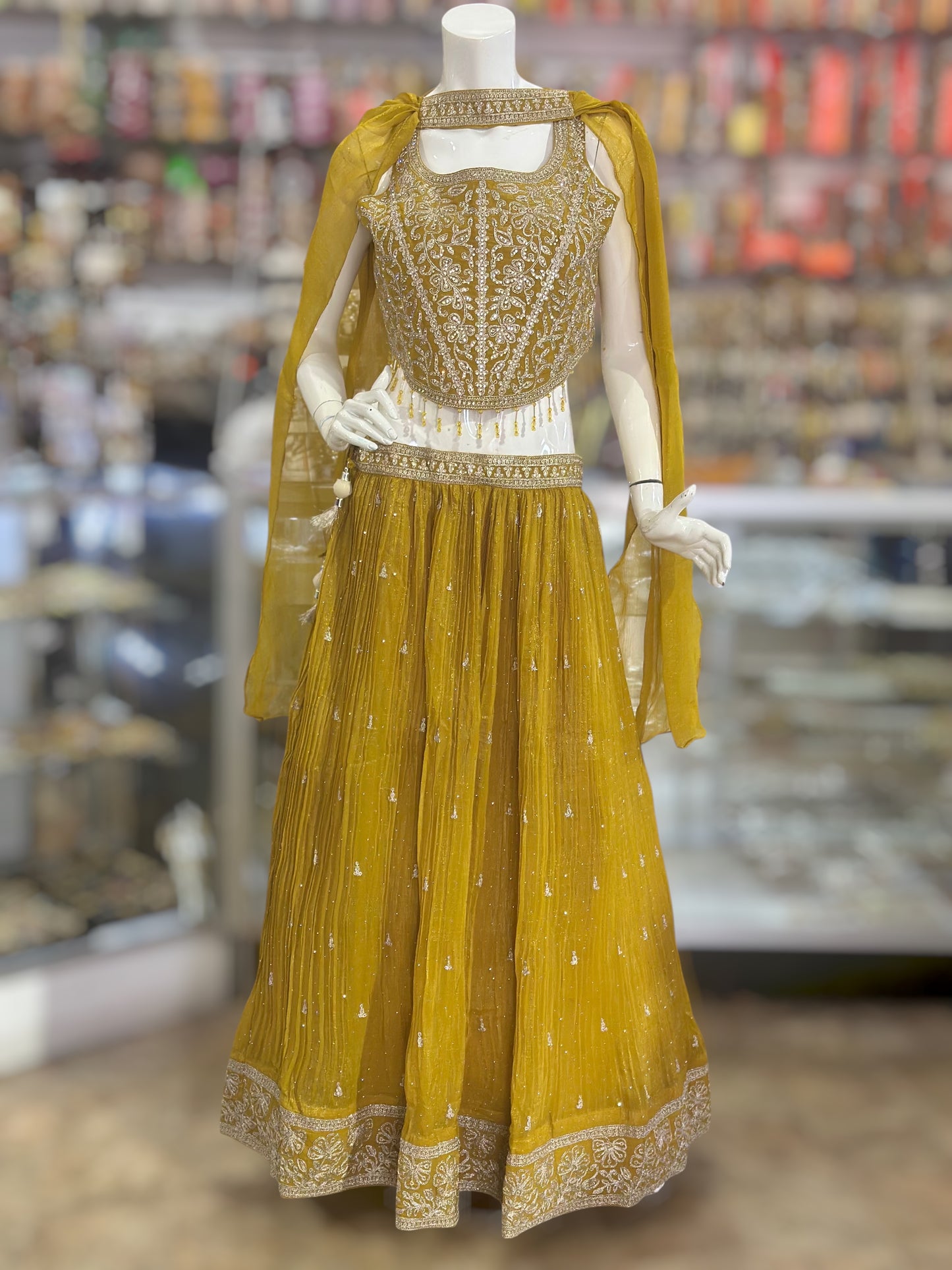 Beautiful Yellow color lehenga with embroidery & stone work