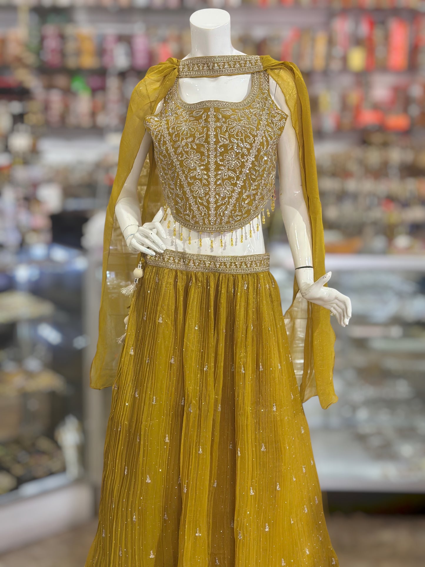 Beautiful Yellow color lehenga with embroidery & stone work