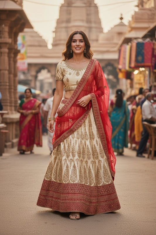 Beautiful bridal lehenga in Gold color