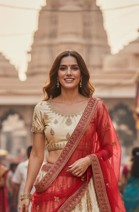 Beautiful bridal lehenga in Gold color