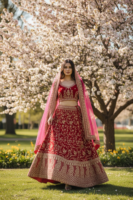 Beautiful bridal lehenga in pink color