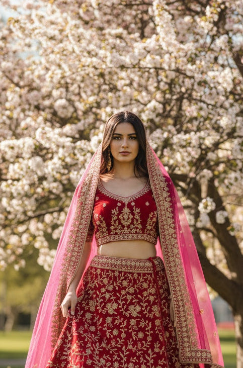 Beautiful bridal lehenga in pink color