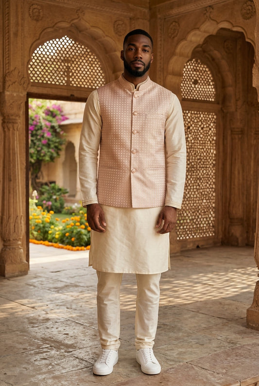 Designer Light Pink color Modi Nehru Jacket