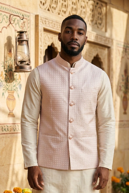 Designer Light Pink color Modi Nehru Jacket
