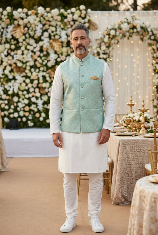 Designer sage green color Modi Nehru Jacket For Men | vest Coat | Jacket for kurta