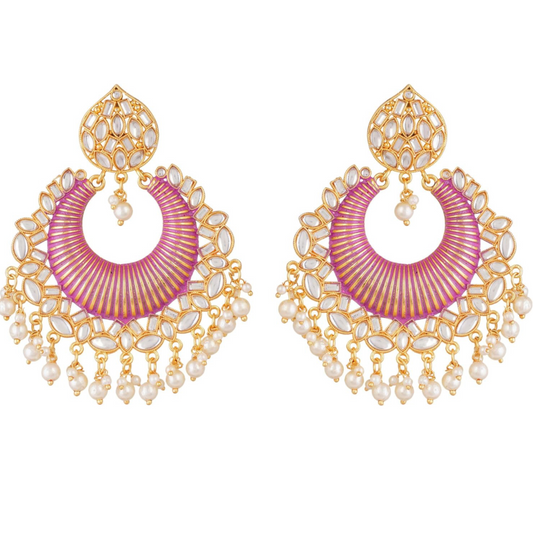 Pink color Bollywood style earrings