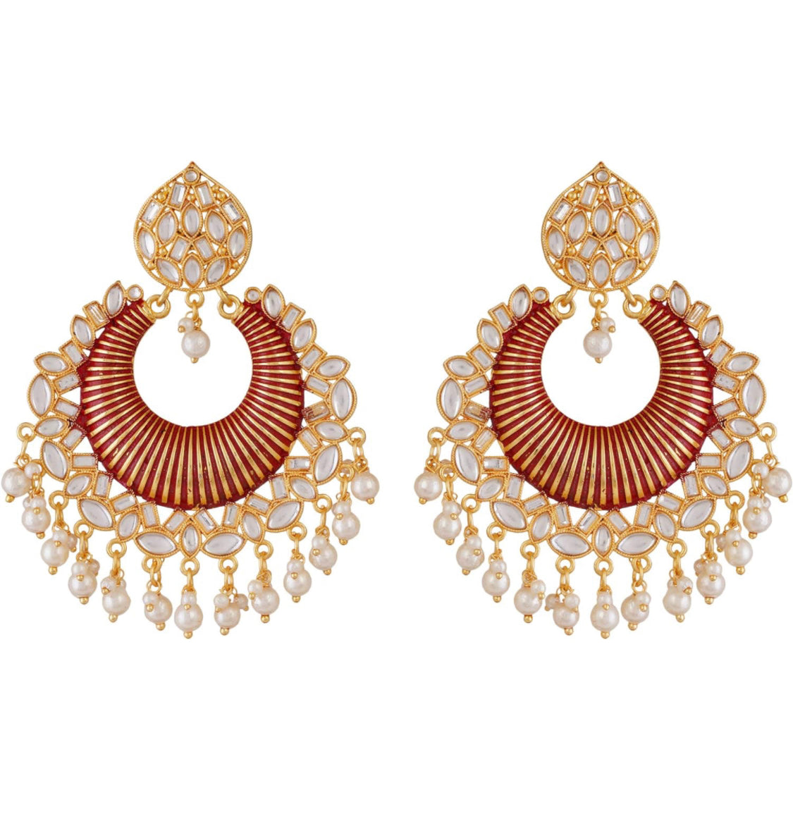 Mehroon color Bollywood style earrings